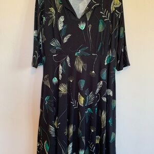 Salaam of Vermont black Annie dress. Knee length. 3/4 sleeve. Size M. NWOT.